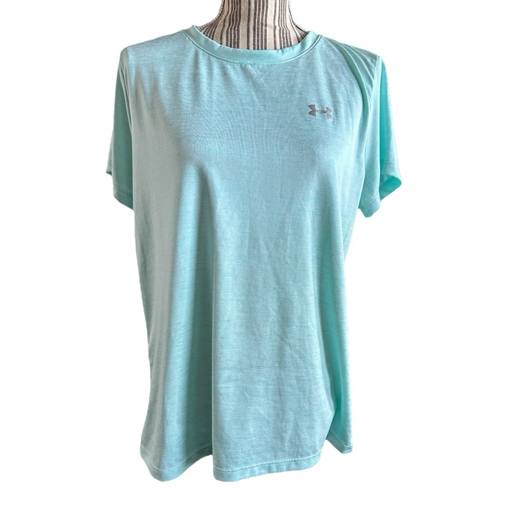 Under Armour Women's Light Blue T-Shirt xlarge short sleeve workout top